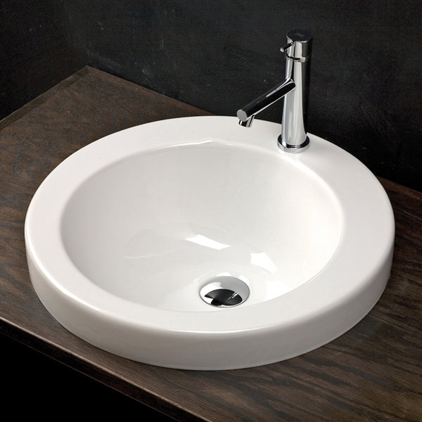 LACAVA 19.75'' White Porcelain Circular Vessel Bathroom Sink with Overflow Wayfair